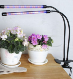 Фитосветильник свет 2 лампы 18Вт д/рассады и растений Урожайная сотка на прищепке и с таймером