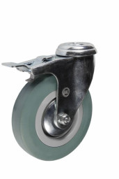 Колесная опора 75 мм аппаратная под болт, поворотная, тормоз, подшипник скольжения