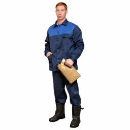 Костюм ДАМАСК/АСКЕТ темно-синий/васильковая отделка