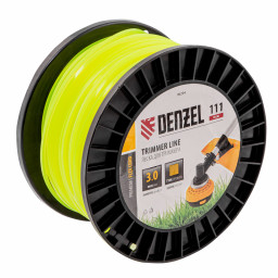 Леска для триммера квадрат, 3,0мм х 111м, на DIN катушке FLEX CORD Denzel
