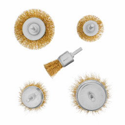 Набор щеток для дрели, 5 шт, 2 плоские, 50-75 мм, 3 "чашки", 25-50-75 мм, со шпильками Matrix