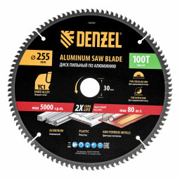 Пильный диск по алюминию ф255 х 30 мм, 100 зубьев Denzel