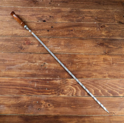 Шампур с деревянной ручкой рабочая длина - 60 см ширина - 10 мм толщина - 2 мм с узором 7450994